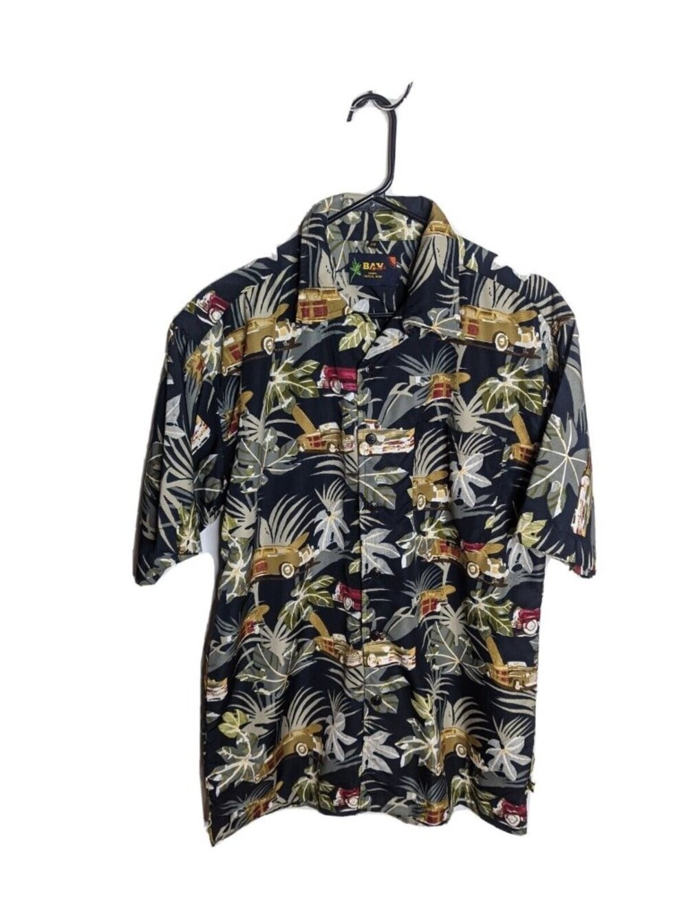 Bay Creek Hawaiian Shirt Mens Medium Tropical Surfer Cruise Short Sleeve